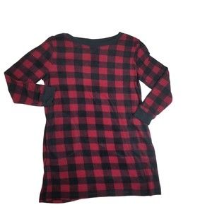 Mountains Peak Ladies Sleepwear Nightgown Plaid Fleece w Pockets Red Black Sz M